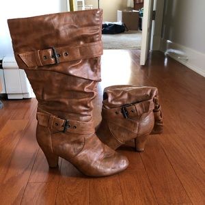 Brown Pleather Madden Girl Heeled booties